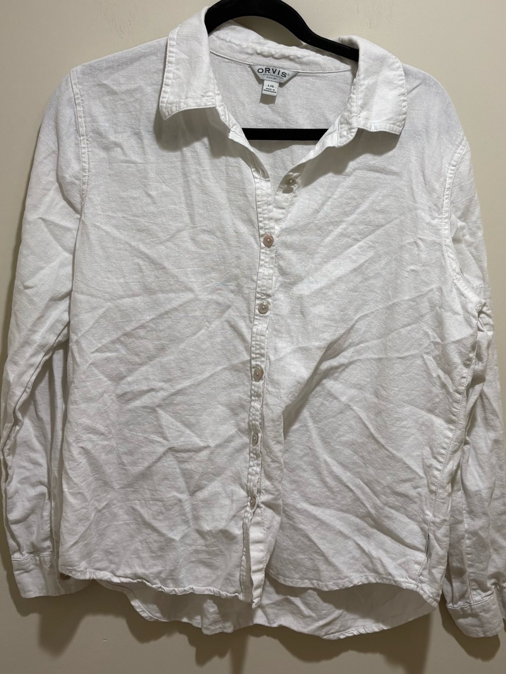 Orvis White Linen-Blend Button Down Shirt